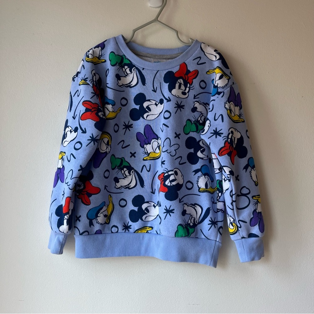 Disney Mickey & Friends Blue Sweatshirt Kids 5 Minnie Daisy Donald Goofy
